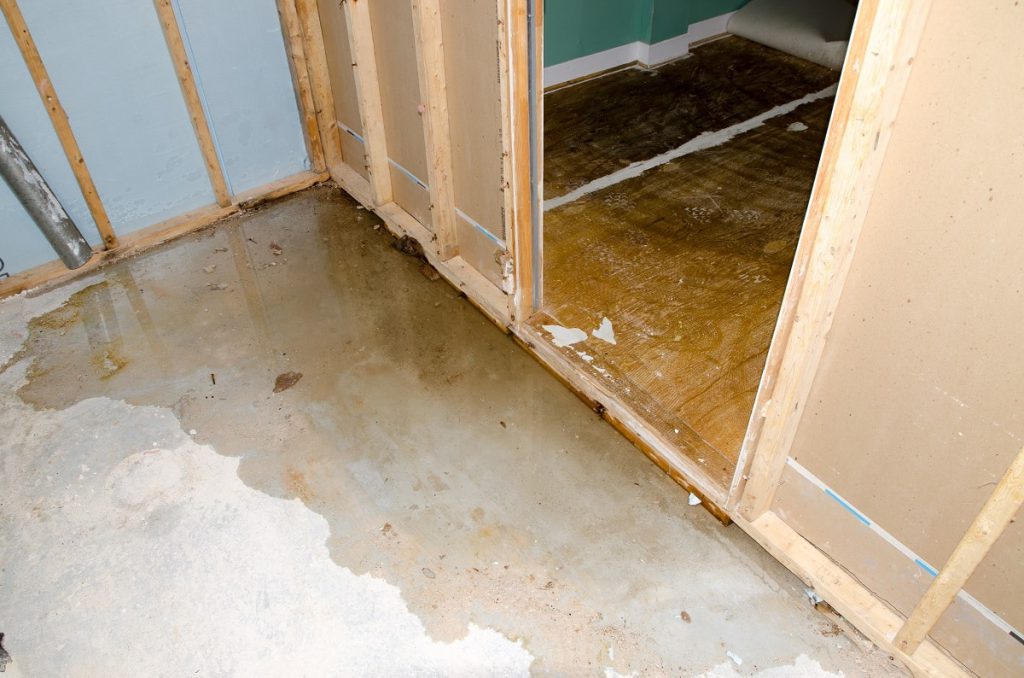 water damage on floor 