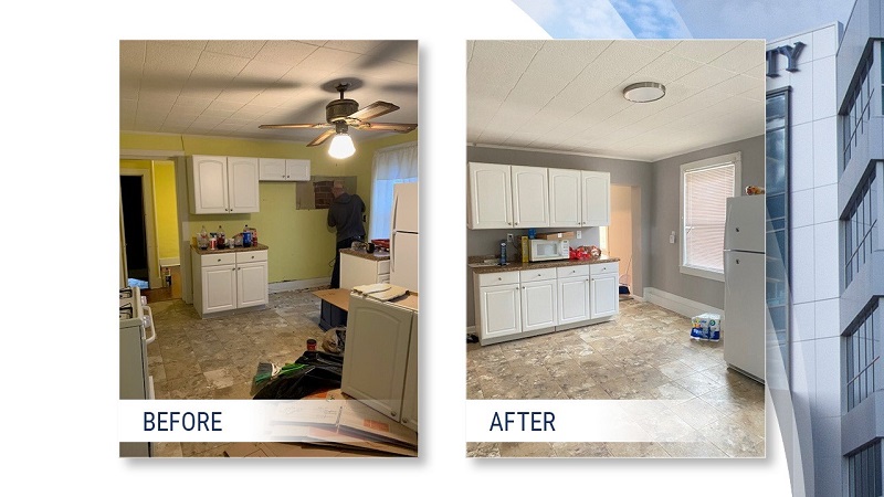 David rental kitchen before and after