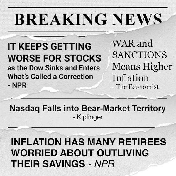 A series of headlines about the current state of the economy