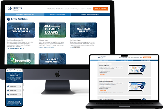 Multiple devices displaying sections of the Real Estate Hub page