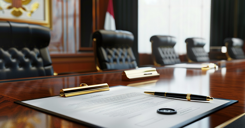 desk with paper and clipboard