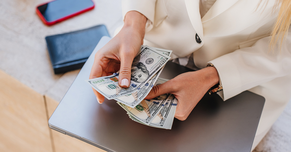 woman counting cash