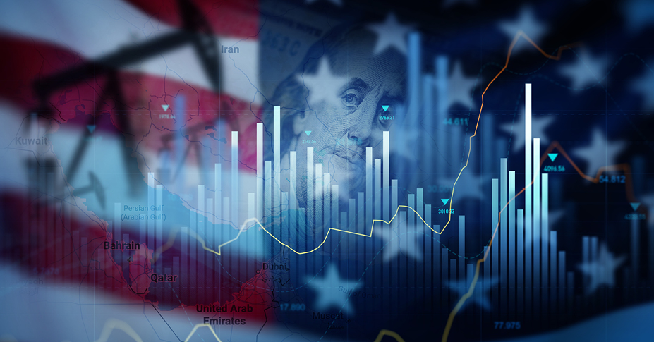 graph with flag in the background